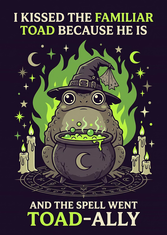 Witchy Toad Familiar Pun Illustration
