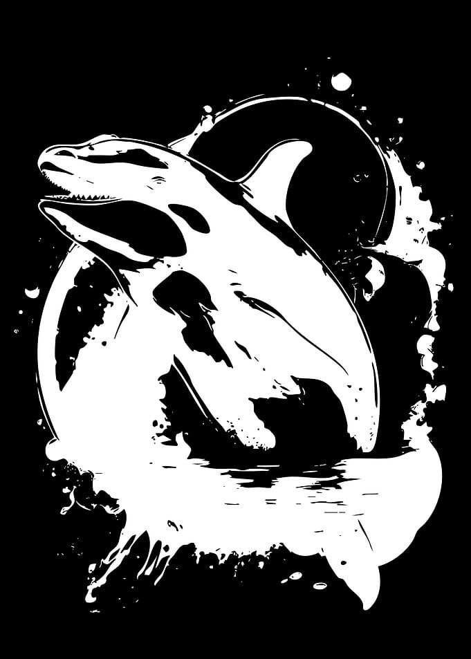 Black and White Orca Illustration