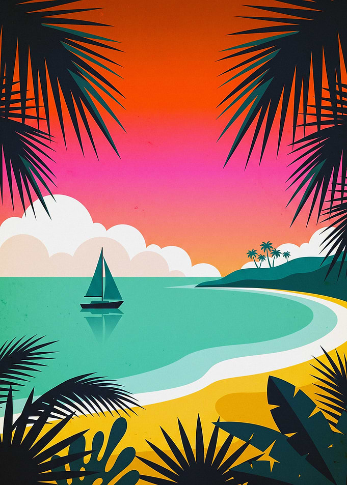 Tropical Sunset Beach Scene