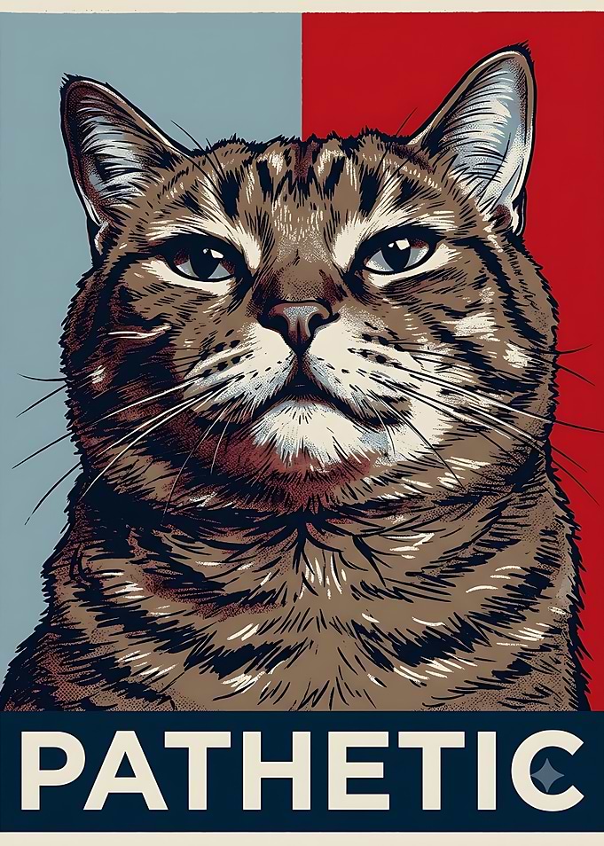Pathetic Cat Propaganda Style Poster