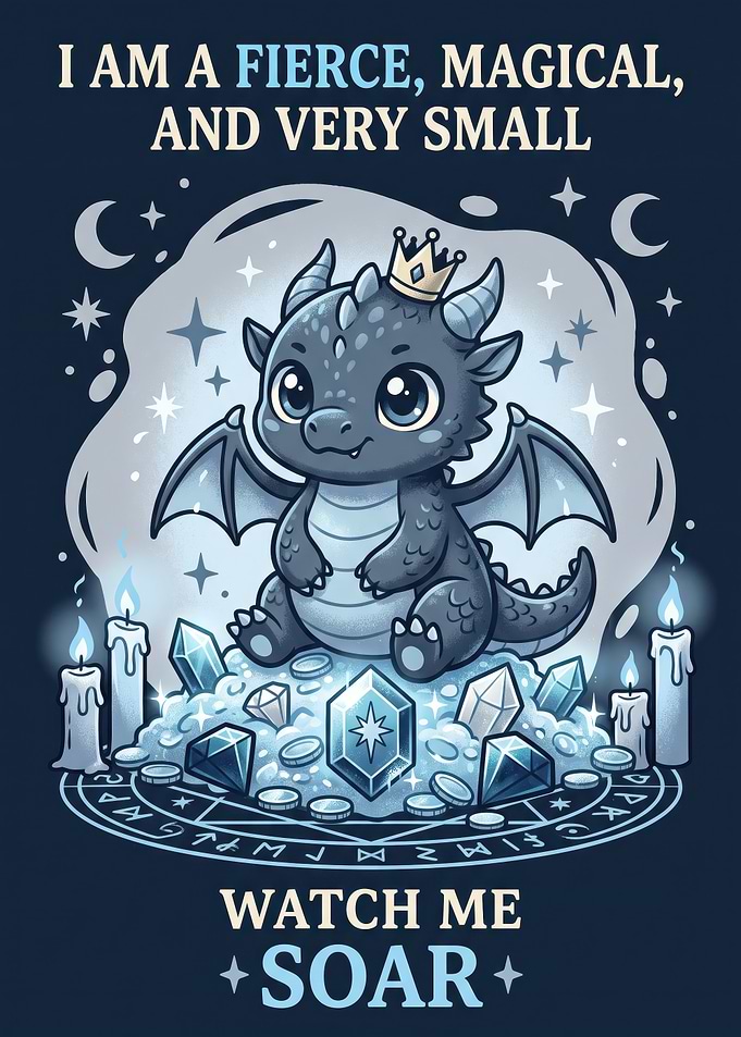 Cute Baby Dragon Treasure Illustration