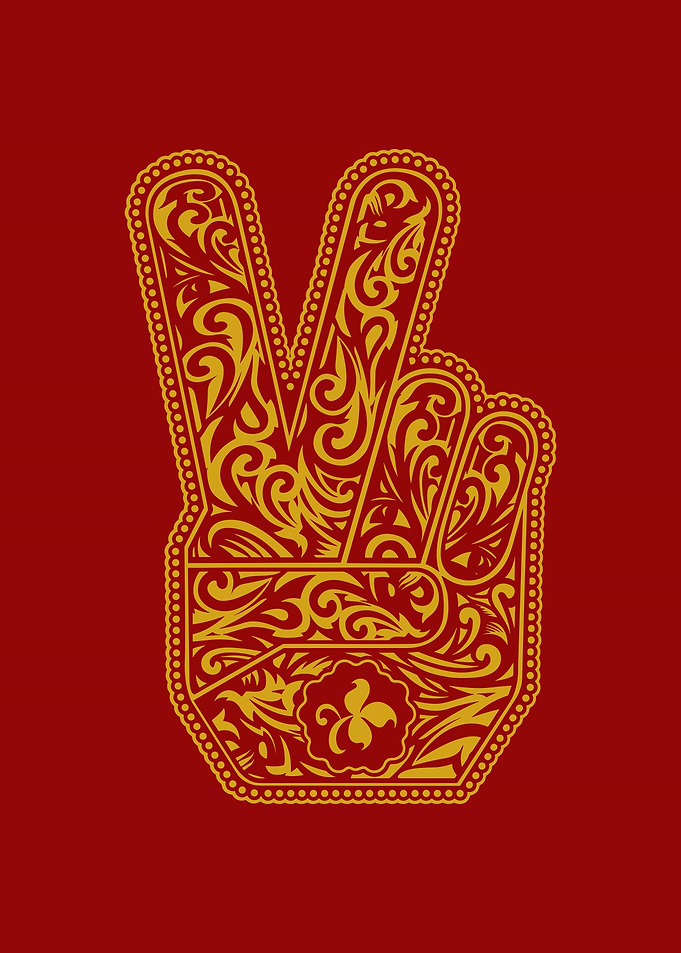 Ornate Golden Peace Sign Graphic