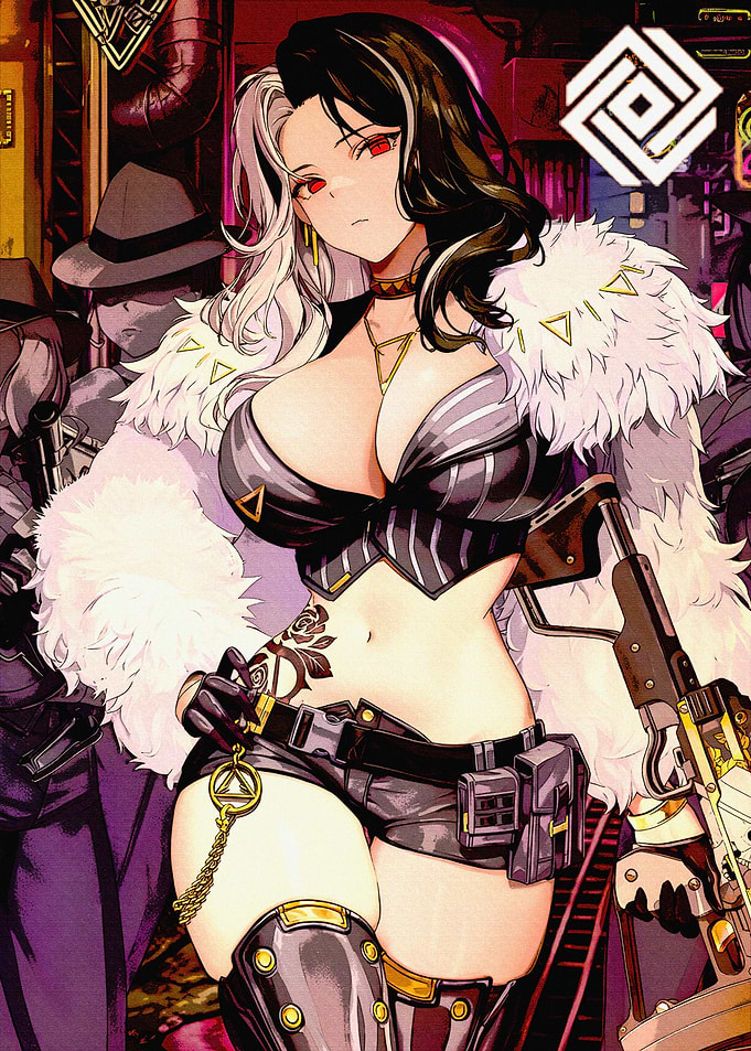 Anime Mafia Boss Girl with Gun