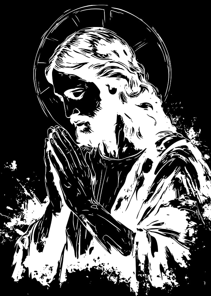 Black and White Praying Jesus