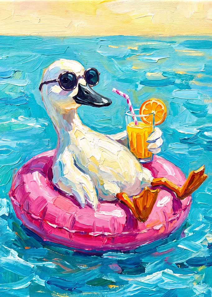 Cool Duck Relaxing in Pool