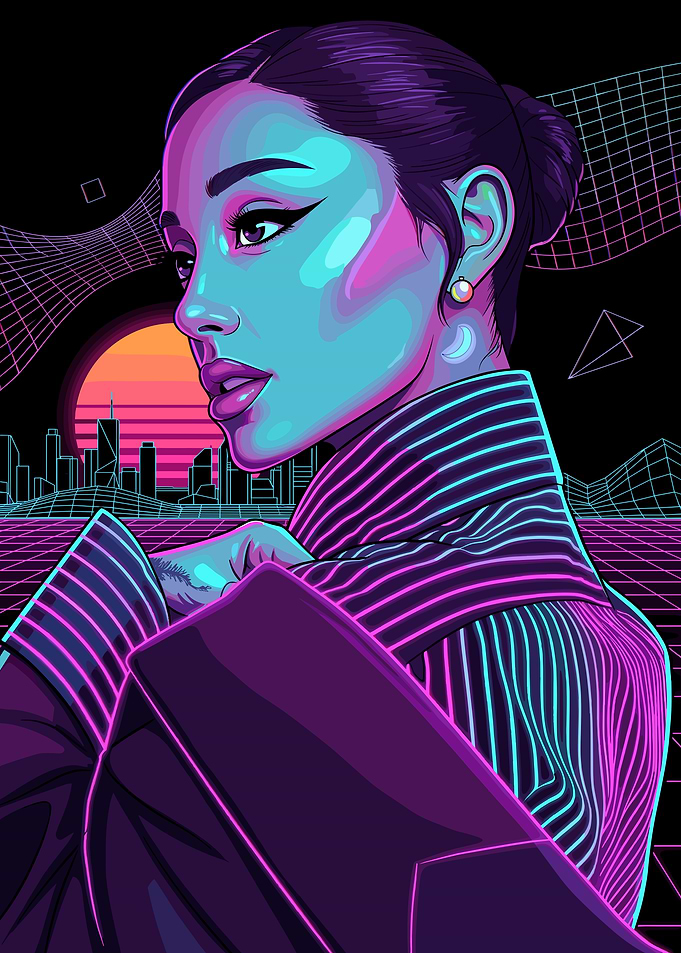 Ariana Grande Synthwave Portrait