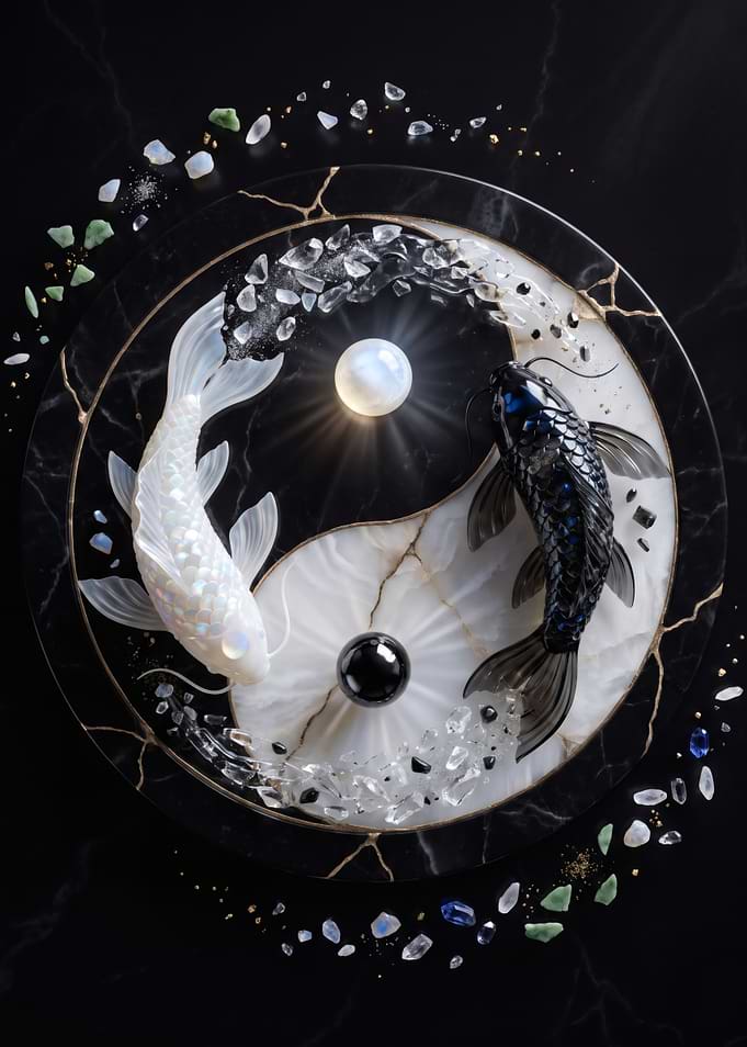 Yin Yang Koi Fish Gemstone