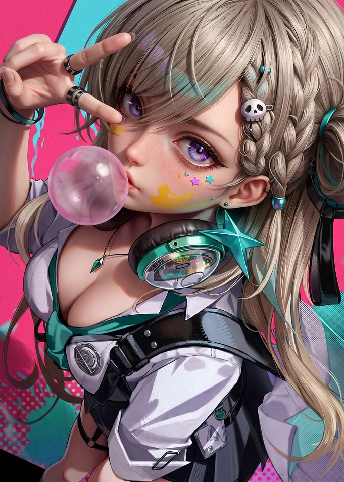 Lynae with Bubblegum and Headphones
