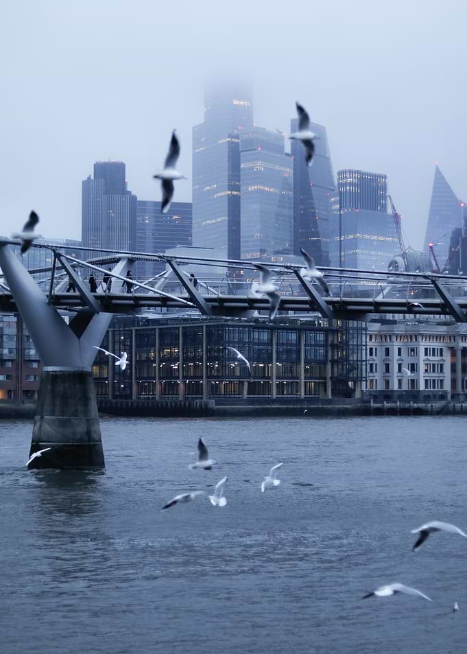 Millennium Bridge and London Skyline