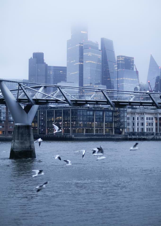 Millennium Bridge and London Skyline