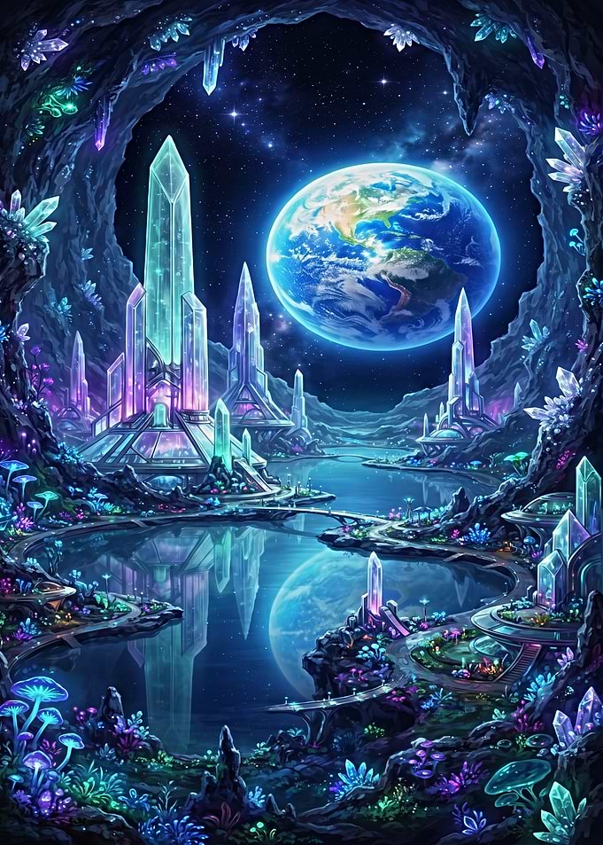 Crystal Alien City Under Earth View