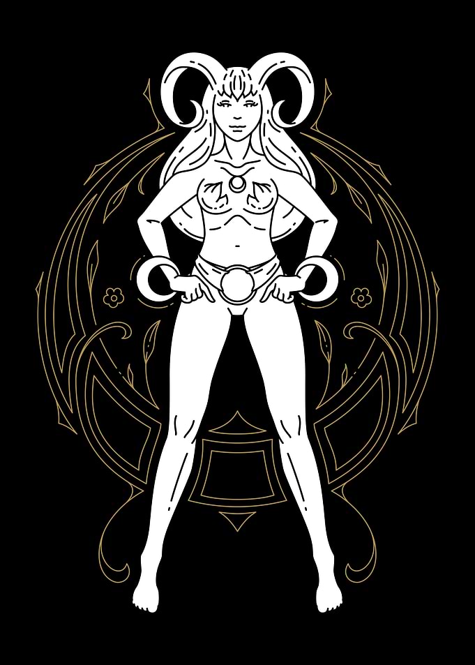 Aries Zodiac Goddess Illustration