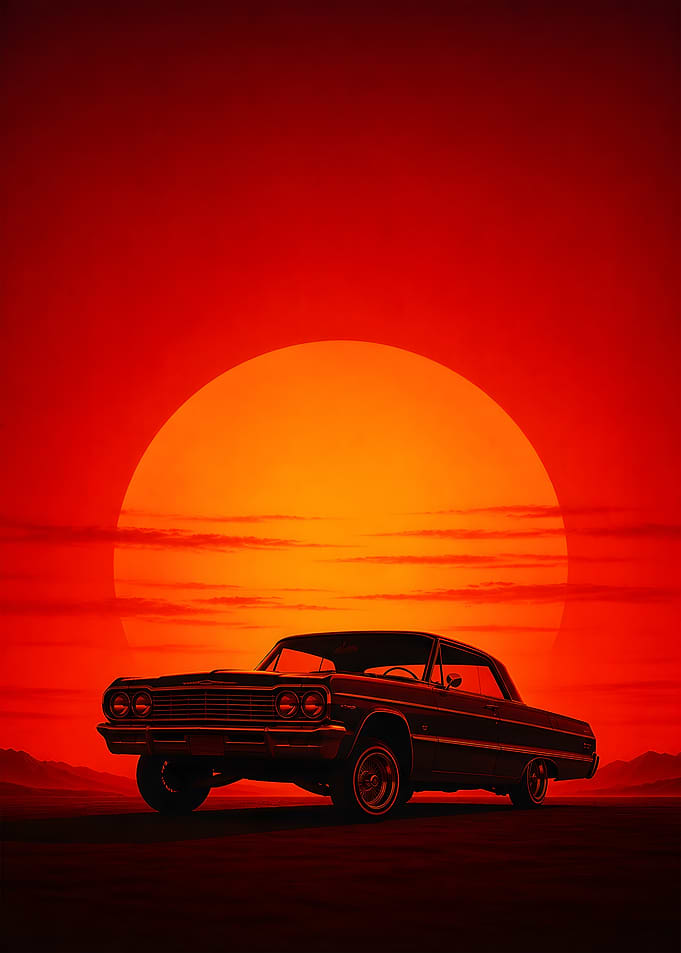 Classic American Sedan Sunset