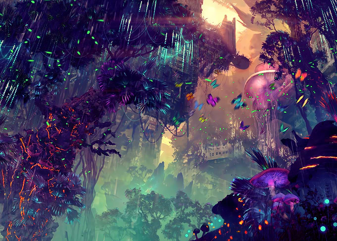 Enchanted Bioluminescent Alien Forest