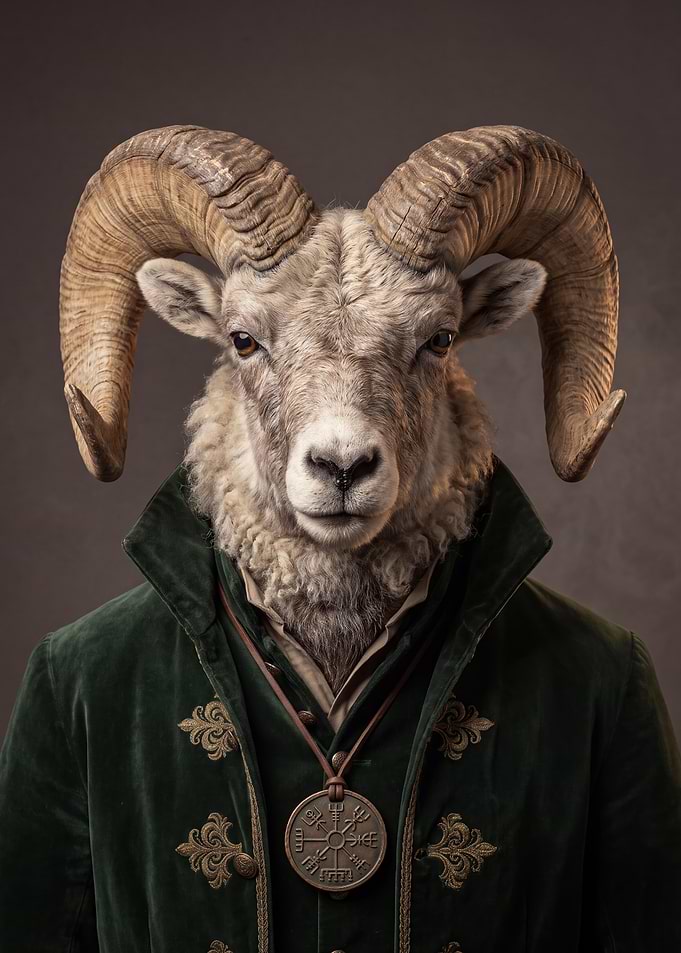 Anthropomorphic Ram in Victorian Attire