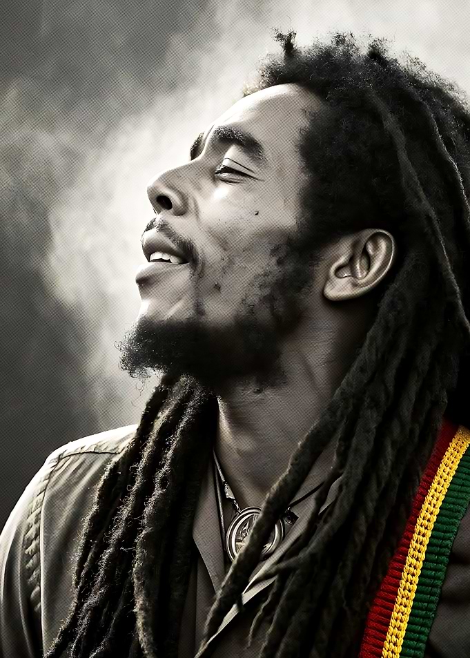 Bob Marley Portrait with Smoke