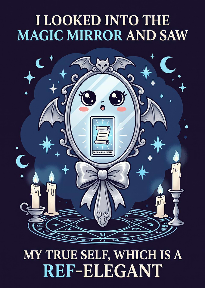 Cute Magic Mirror Tarot Illustration