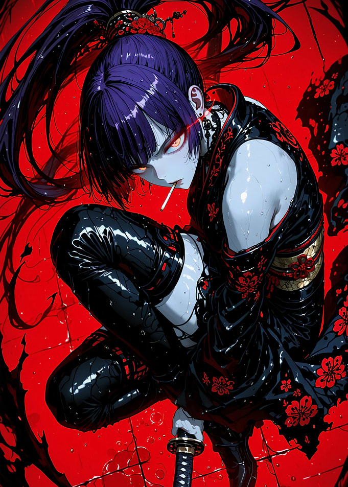 Dark Anime Warrior with Katana