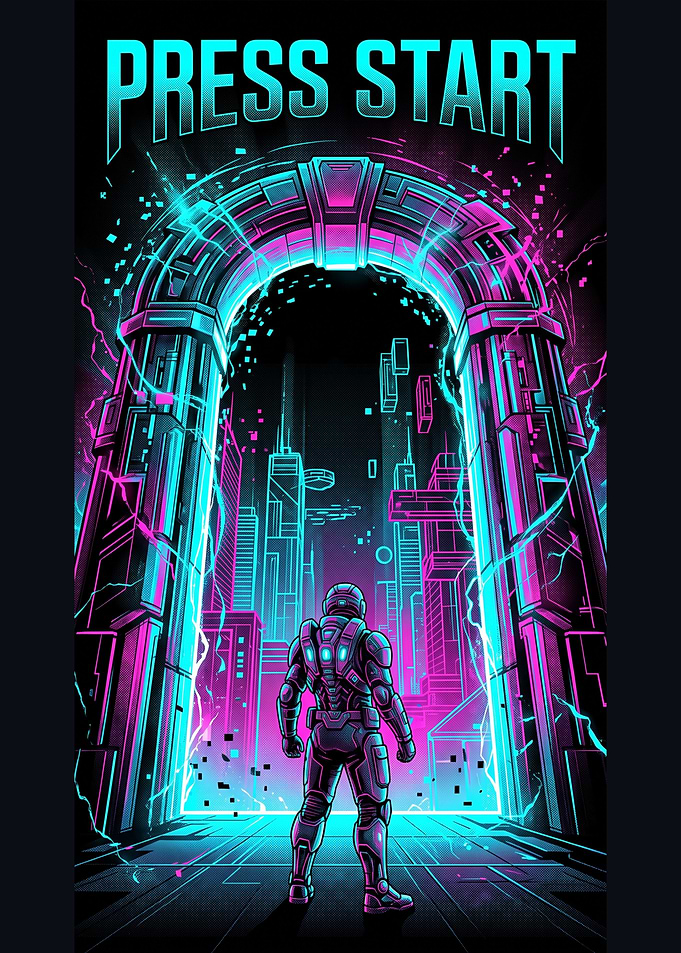 Press Start Cyberpunk Portal Poster