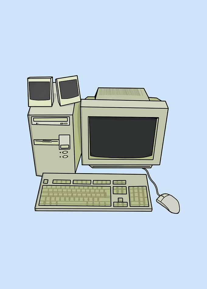 Vintage Retro Desktop Computer Illustration