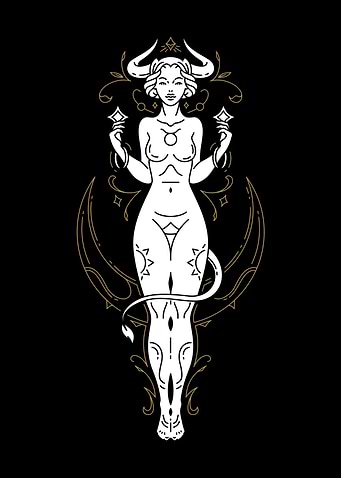 Taurus Zodiac Goddess Illustration