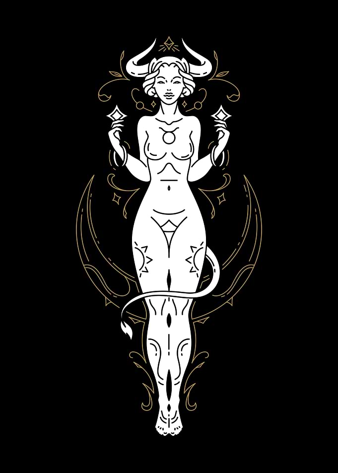 Taurus Zodiac Goddess Illustration