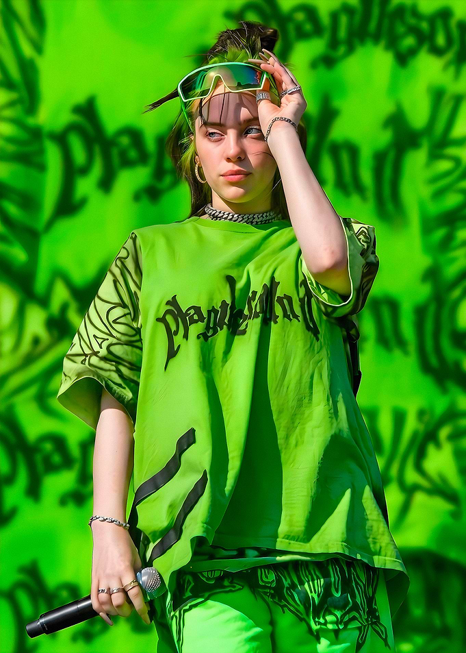 Billie Eilish in Neon Green Outfit