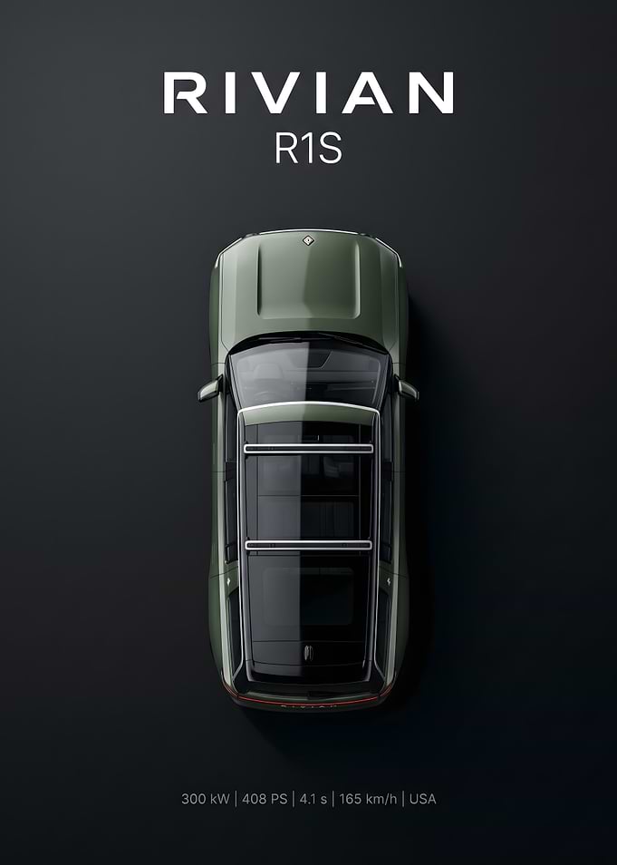 Rivian R1S Top View Poster