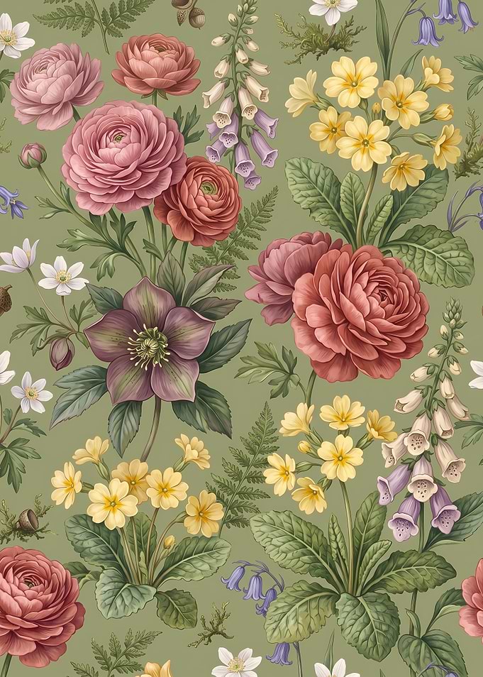 Vintage Botanical Floral Pattern