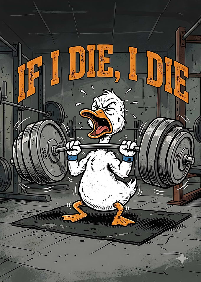 Funny Duck Lifting Heavy Weights