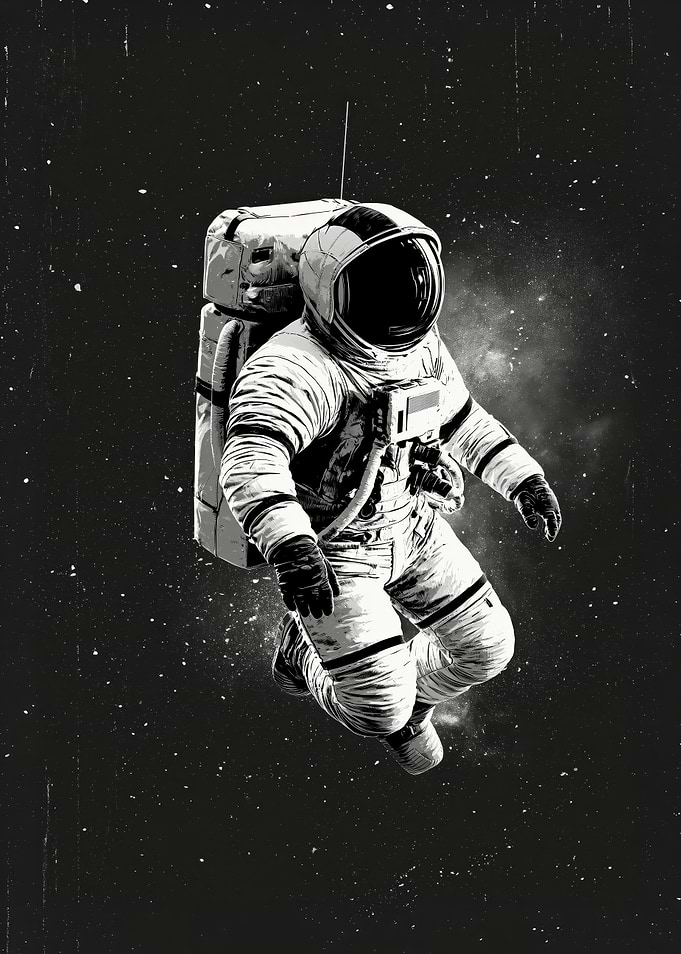 Beyond the Signal - Astronaut Floating in Deep Space