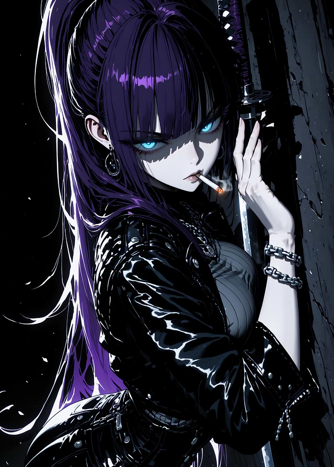 Edgy Anime Girl with Katana