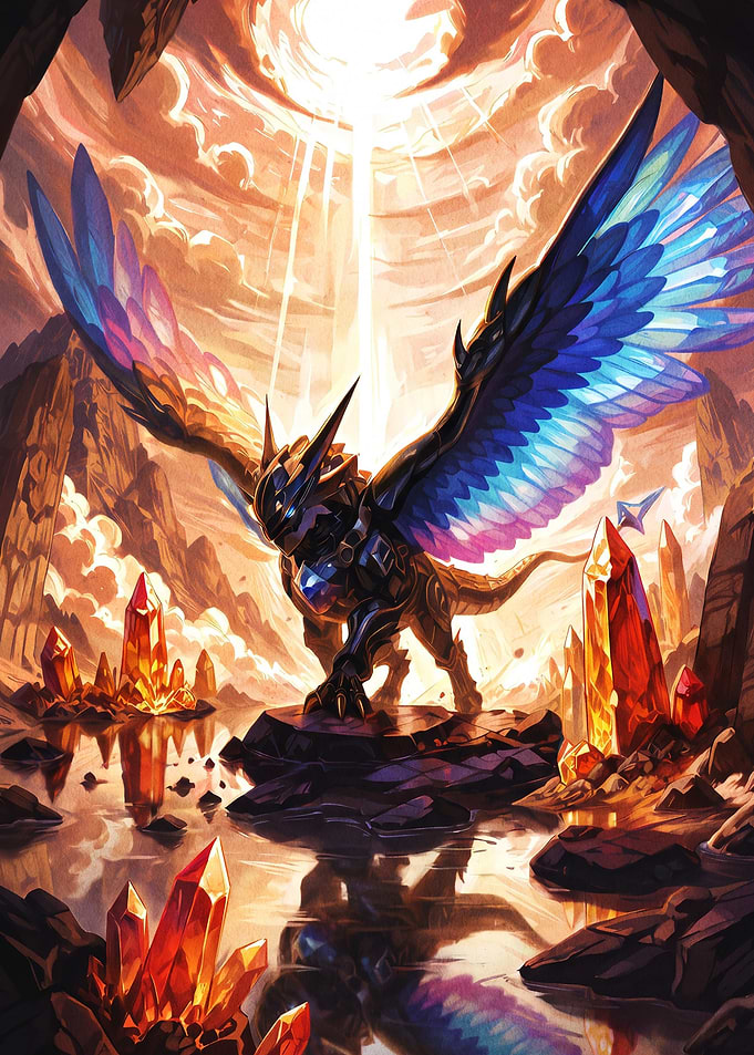 Majestic Winged Dragon in Crystal Cave