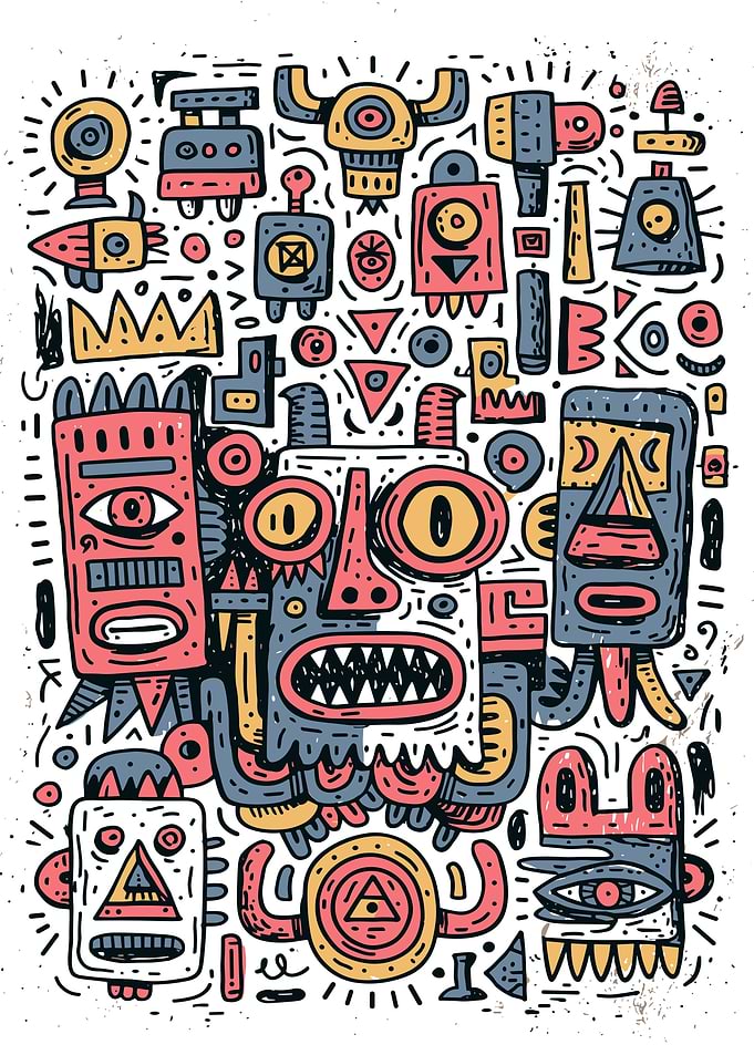 Whimsical Doodle Monster Art