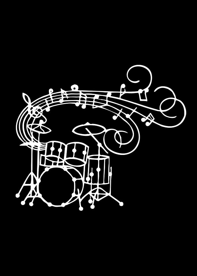Musical Drum Set Line Art