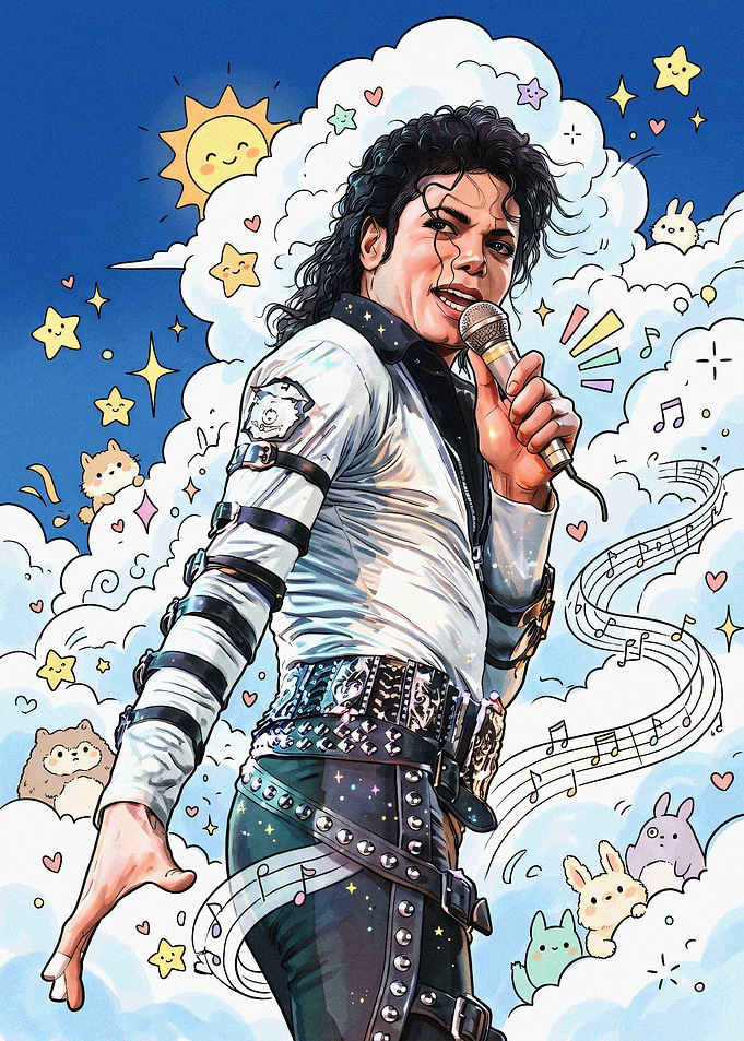 Michael Jackson Whimsical Pop Art Illustration