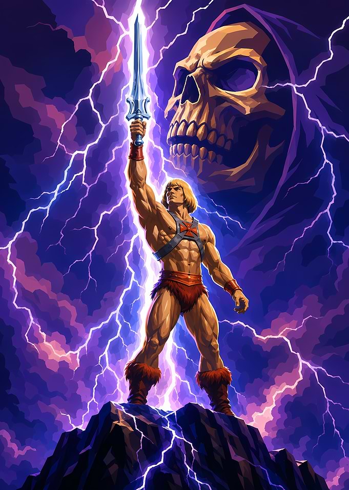 He-Man and Skeletor Lightning Illustration