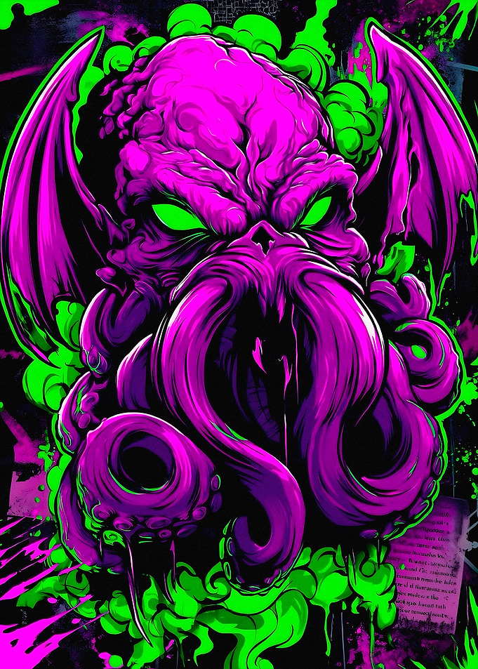 Neon Cthulhu Cosmic Horror Art