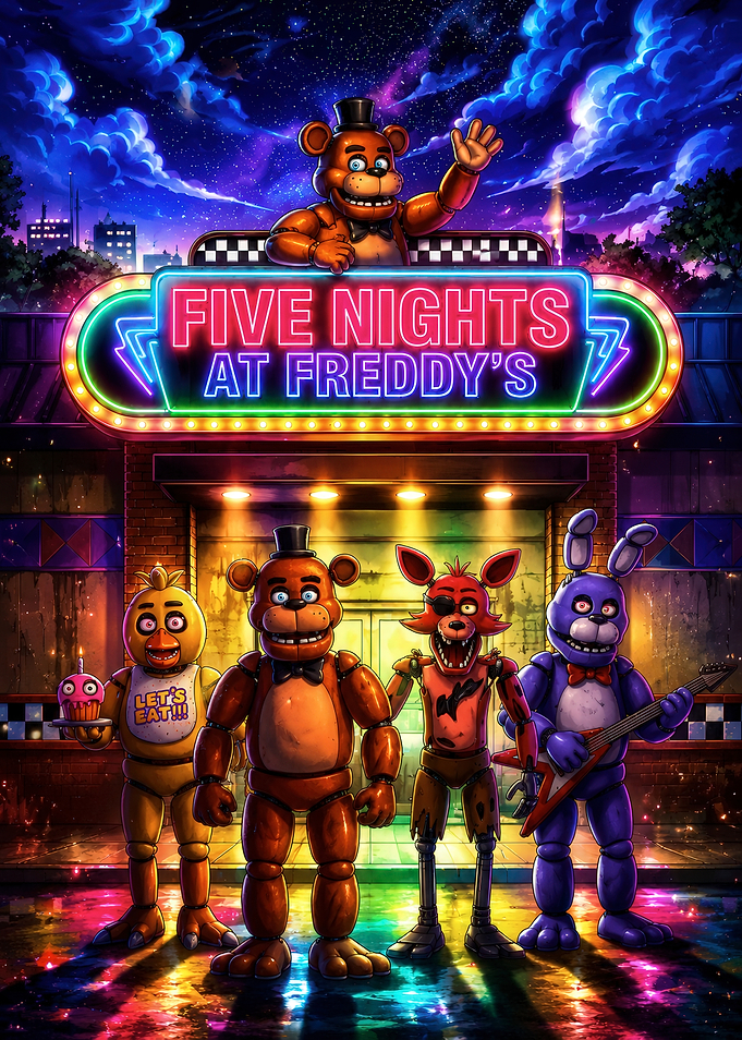 Five Nights at Freddy's Neon Poster