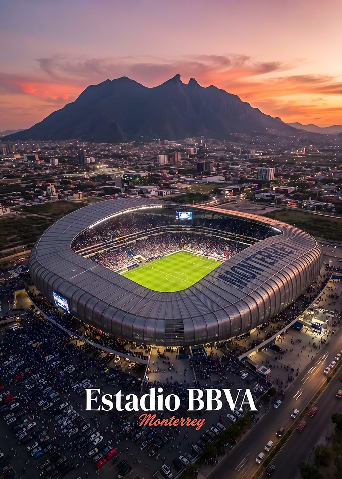 Estadio BBVA Monterrey Sunset Aerial View