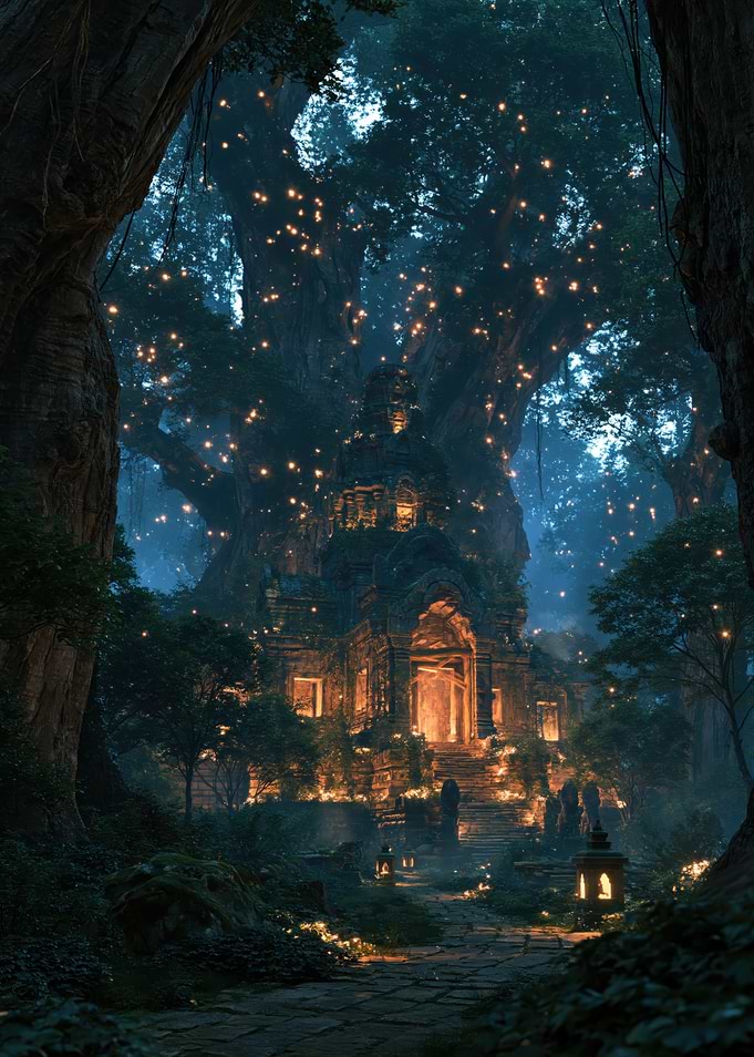 Enchanted Ancient Temple in Forest