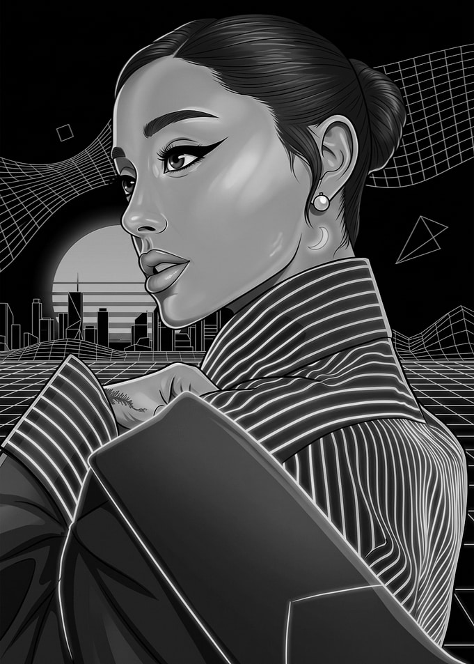 Ariana Grande Retro Synthwave Portrait