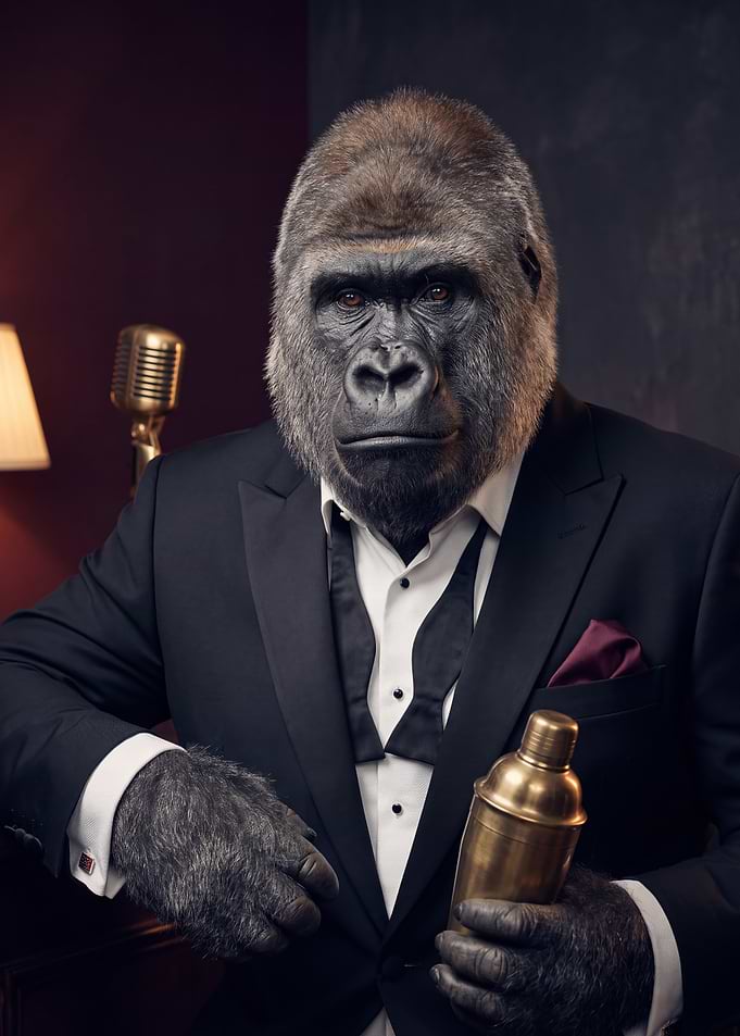 Sophisticated Gorilla in Tuxedo