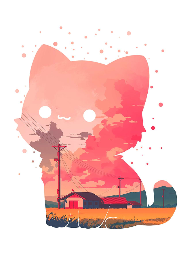 Chill Cute Cat Sunset