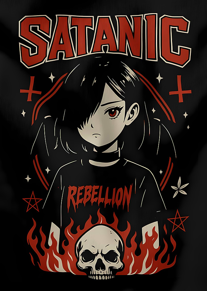 Satanic Rebellion Anime Girl Graphic