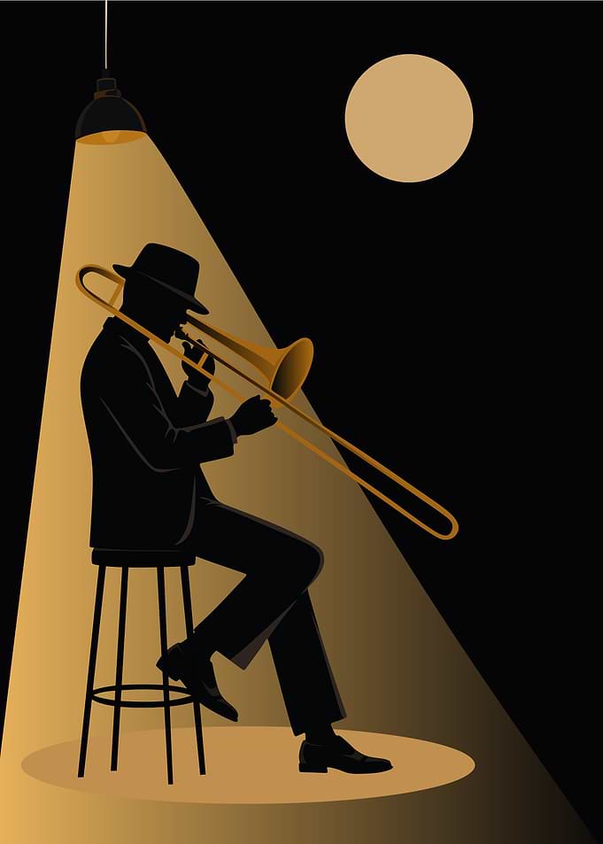 Jazz Trombone Player Silhouette