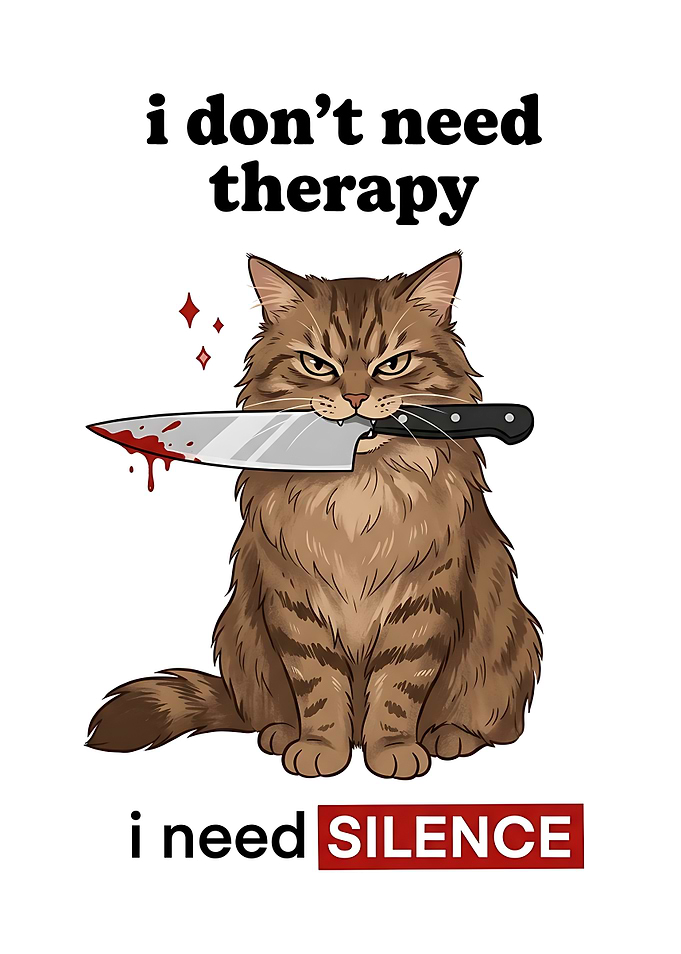 Funny Cat With Knife Illustration