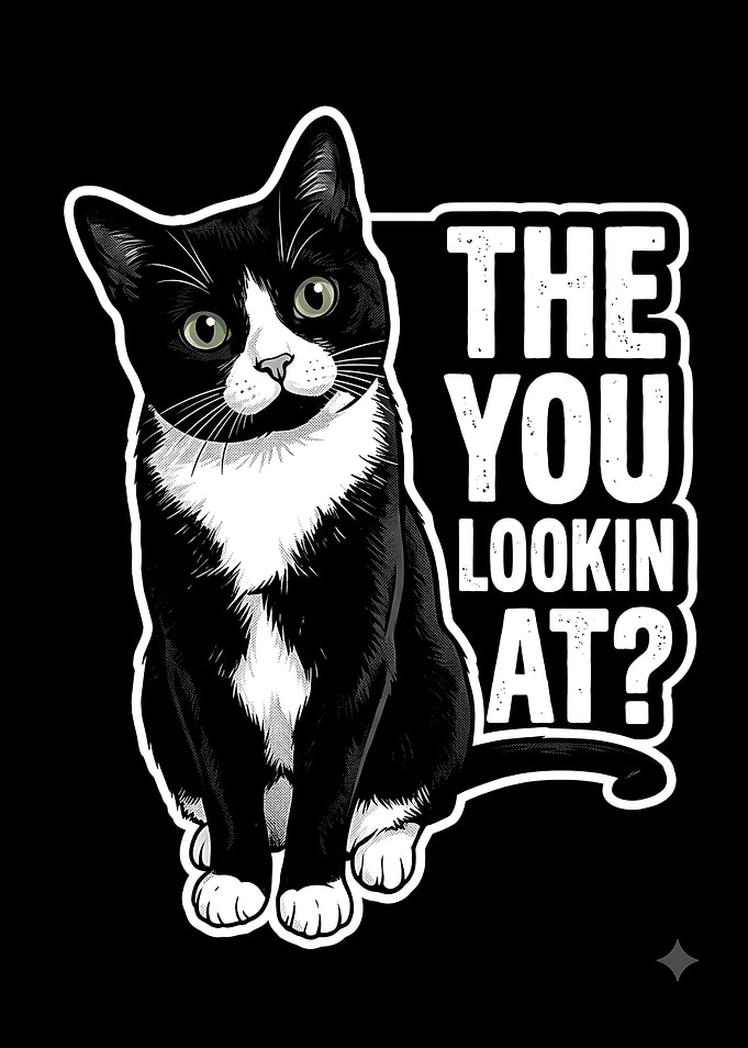 Funny Tuxedo Cat Graphic Design