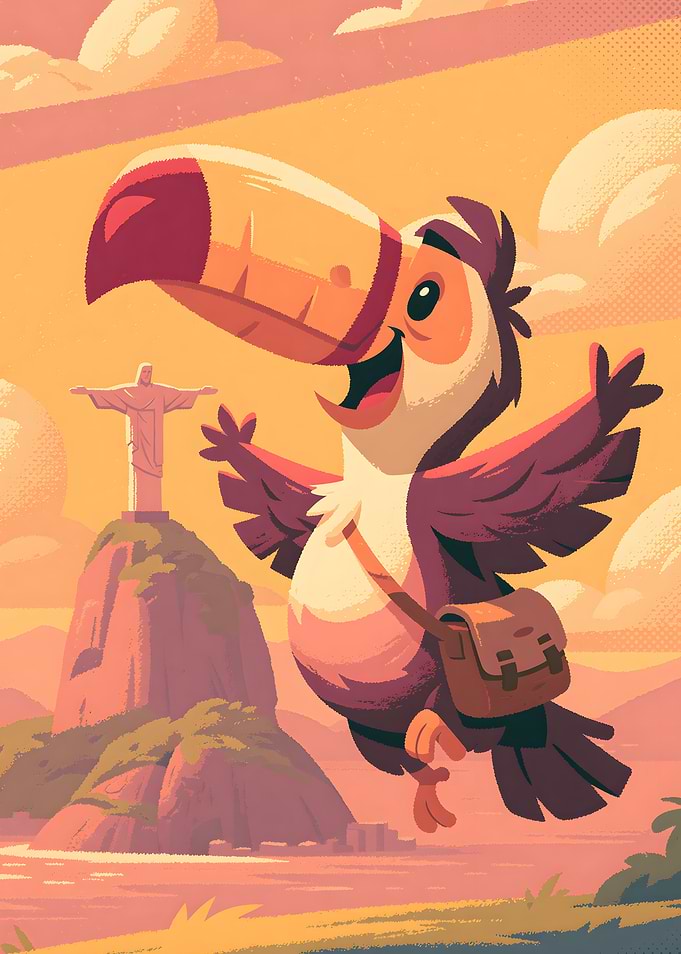 Cute Toucan Traveling in Rio