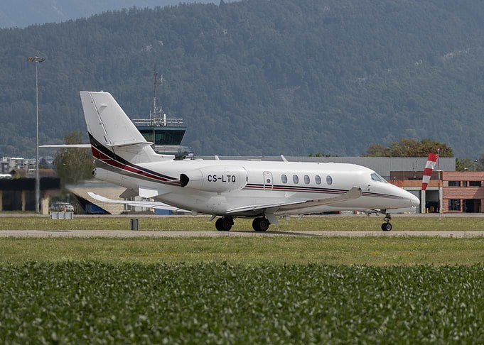 Private Jet Taxiing on Runway